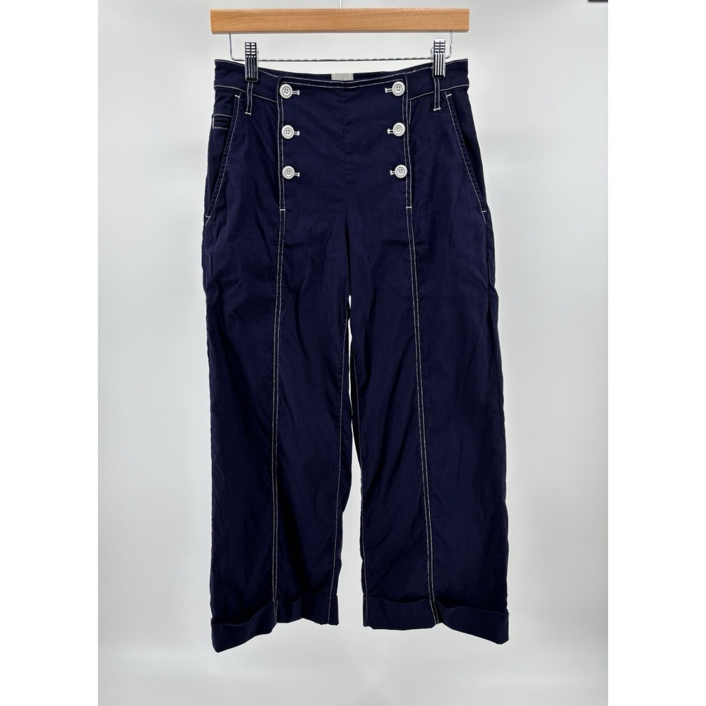Maeve High Rise Sailor Crop Barrel Pants Size 4 Preppy Nautical